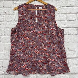 CAbi Good Luck Blouse Style 3611 XL Crane Bird Print Sleeveless Top Novelty